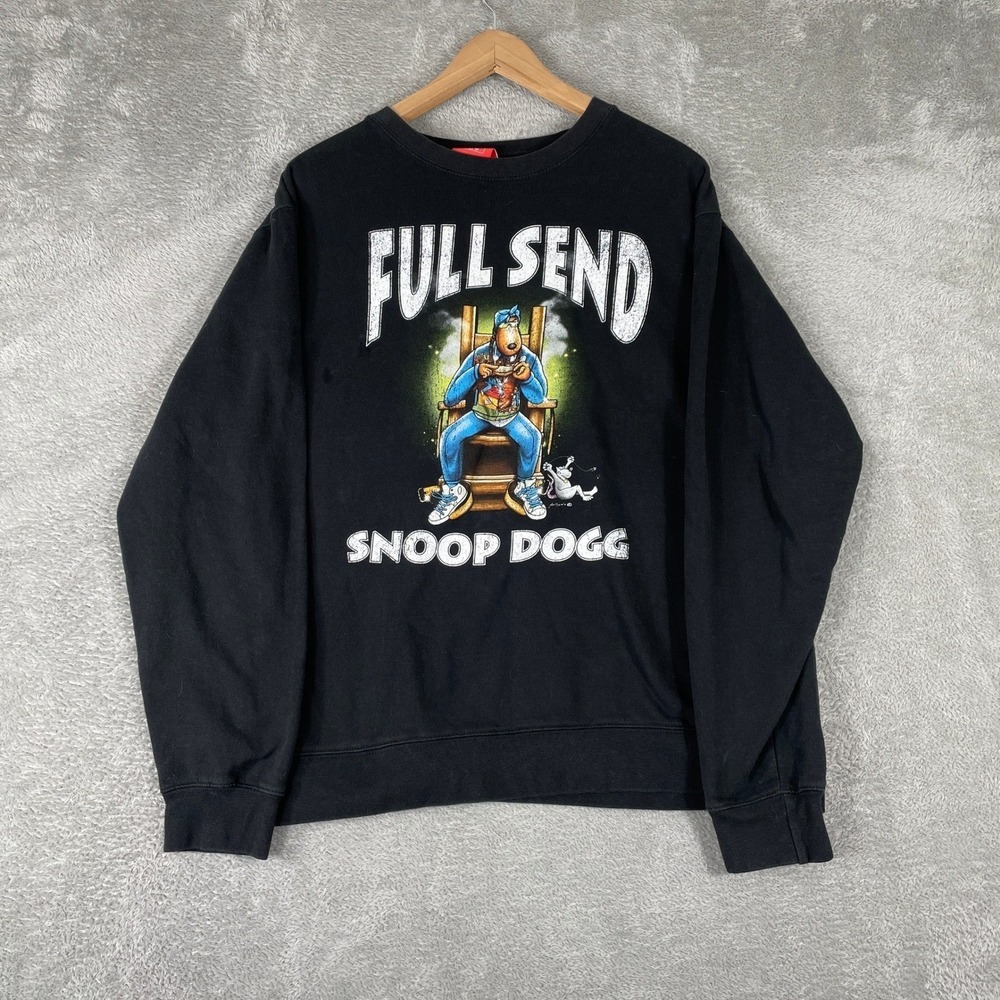 Full Send Snoop Dogg Sweatshirt Mens Large Black‎ Graphic Nelk Boys Streetwear
